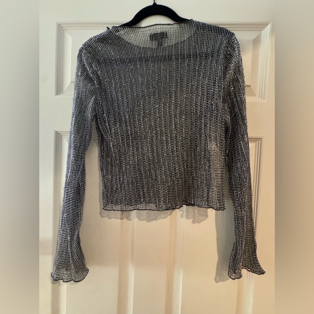 top shop sheet silver/ black top